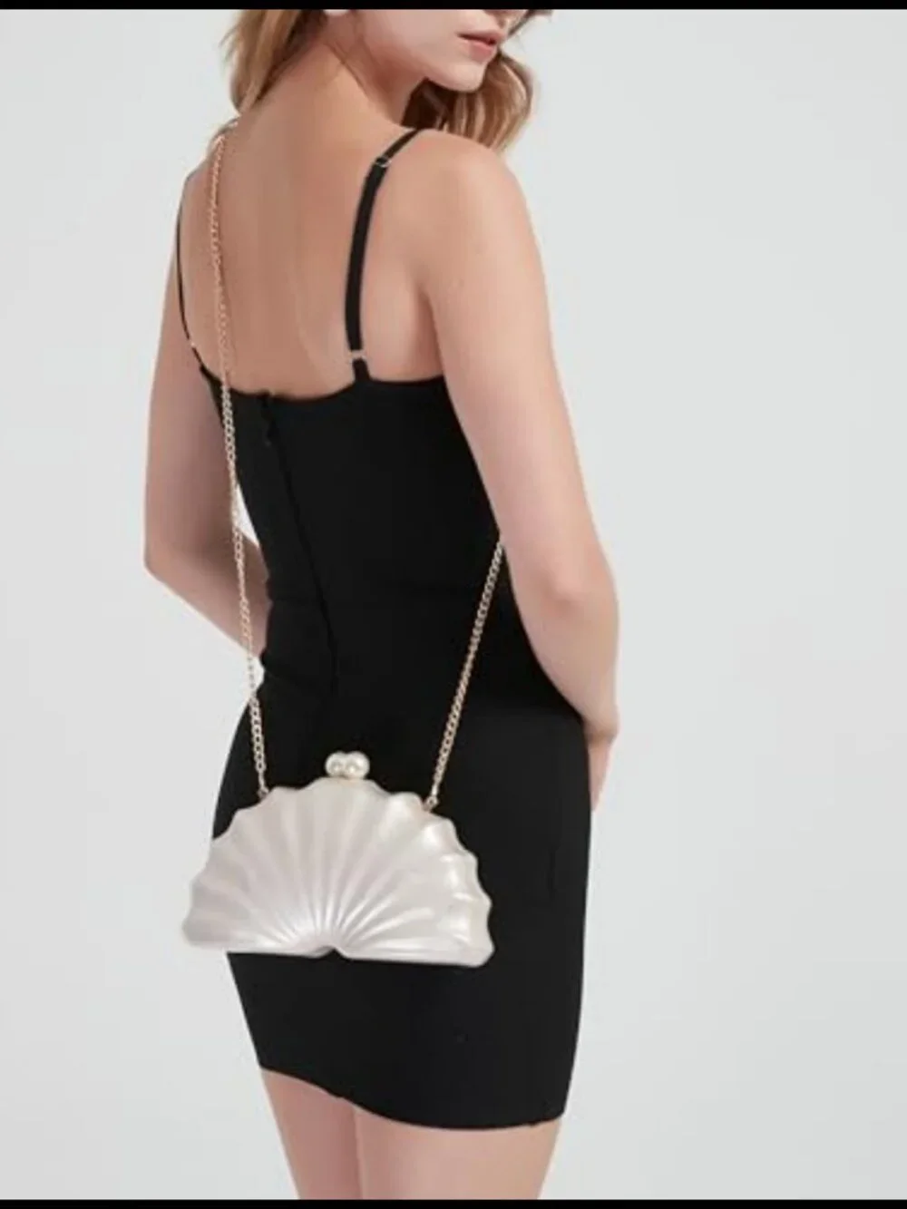 Acrylic Shell Shaped Clutch Women Evening Handbag with Detachable Chain